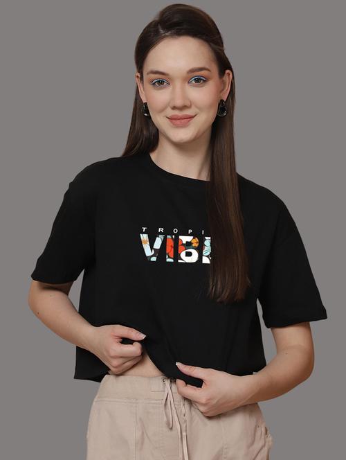 women printed short sleeve crop t-shirt - 21529366 - Very Small Image - 1