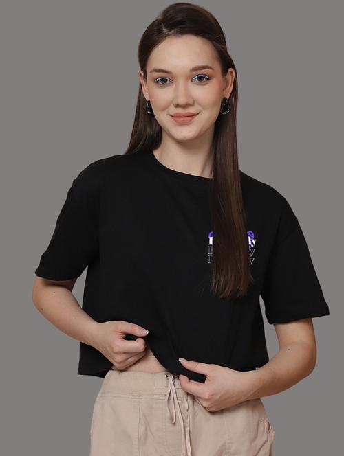 women printed short sleeve crop t-shirt - 21529367 - Very Small Image - 1