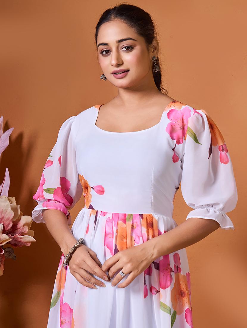 women floral print puff sleeves tiered dress - 21529584 - Zoom Image - 3