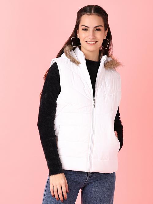women solid sleeveless quilted hooded jacket - 21529762 - Very Small Image - 1