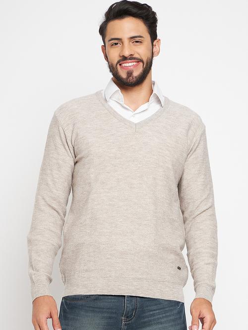 men solid v neck pullover - 21530259 - Very Small Image - 1