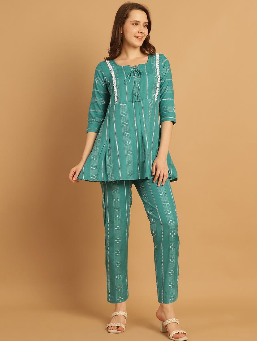women green printed co-ord set - 21531121 - Standard Image - 4