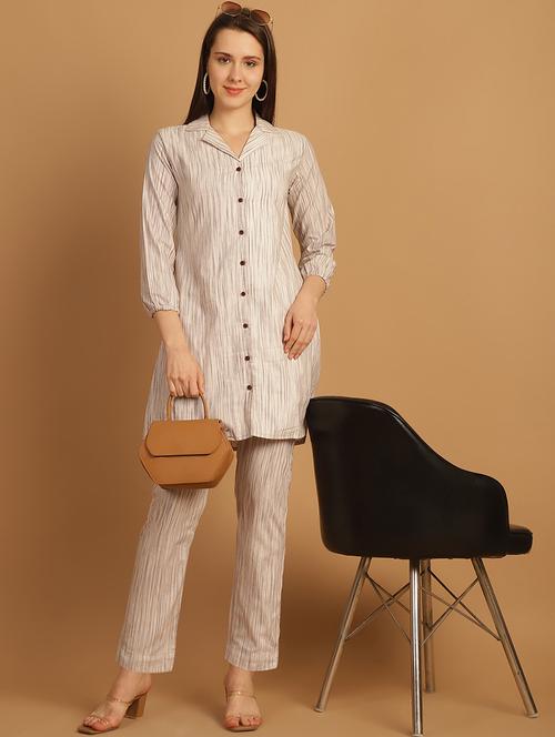 women beige self-designed co-ord set - 21531124 - Very Small Image - 1