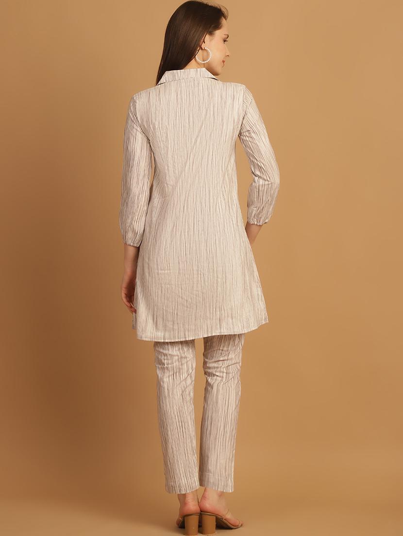 women beige self-designed co-ord set - 21531124 - Standard Image - 3