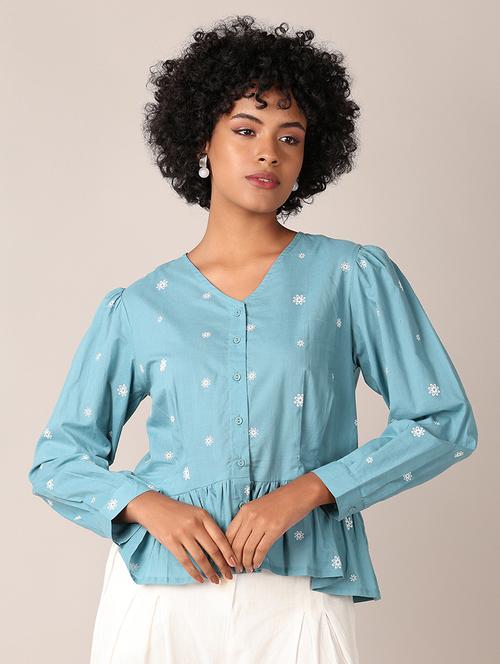 women primted puff sleeves tiered top - 21531503 - Very Small Image - 1
