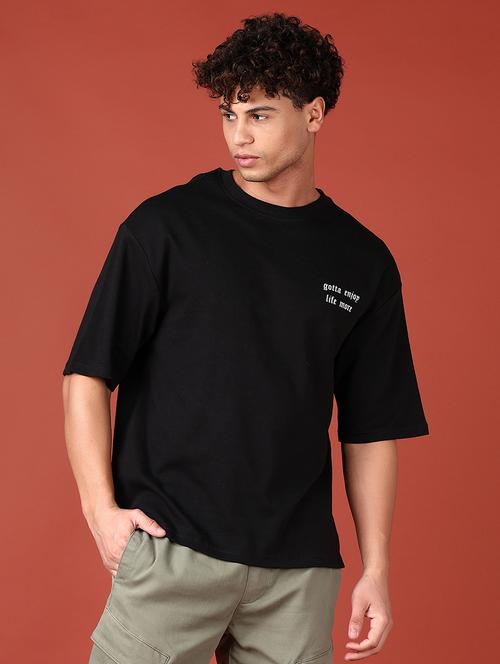 black cotton front print tshirt - 21531513 - Very Small Image - 1