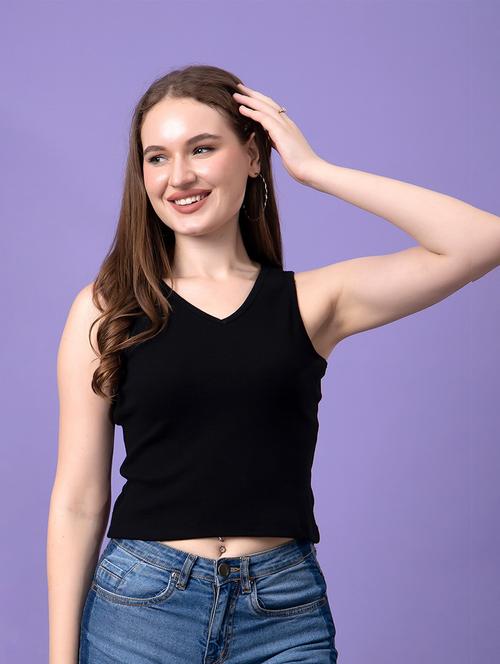 women solid sleeveless crop top - 21531755 - Very Small Image - 1