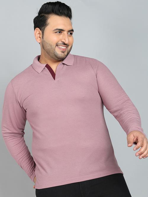 men plus size polo neck plain t-shirt - 21532167 - Very Small Image - 1