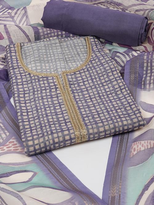 women check printed unstitched suit set - 21532217 - Very Small Image - 1