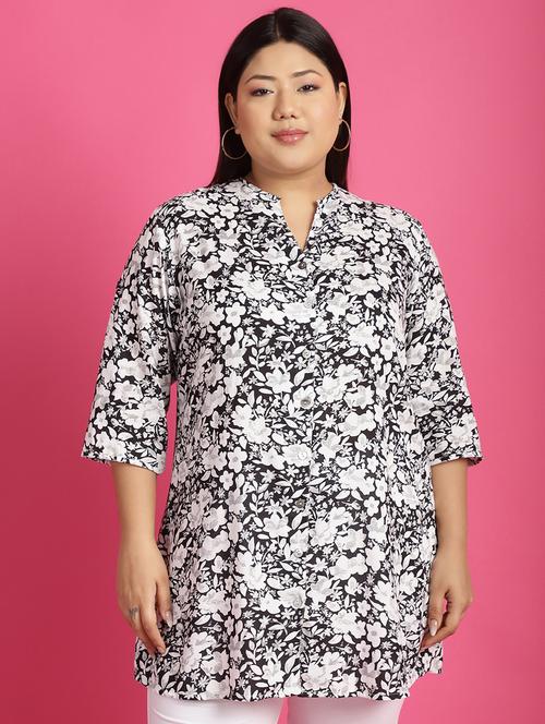 women plus size printed mandarin neck shirt - 21532401 - Very Small Image - 1