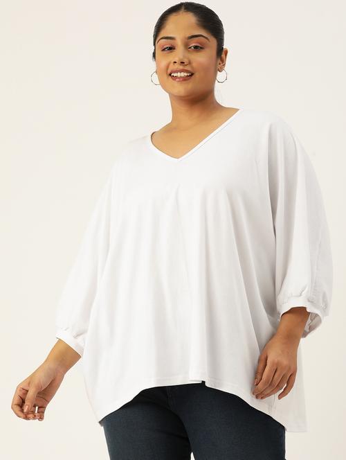 women v-neck solid regular top - 21532985 - Very Small Image - 1
