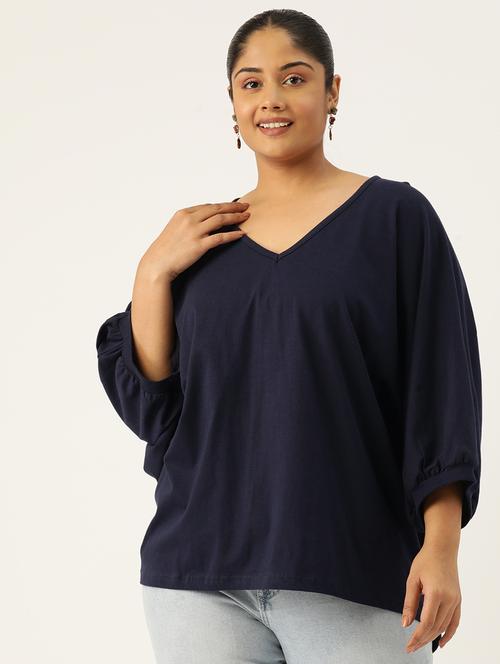 women v-neck solid regular top - 21532987 - Very Small Image - 1