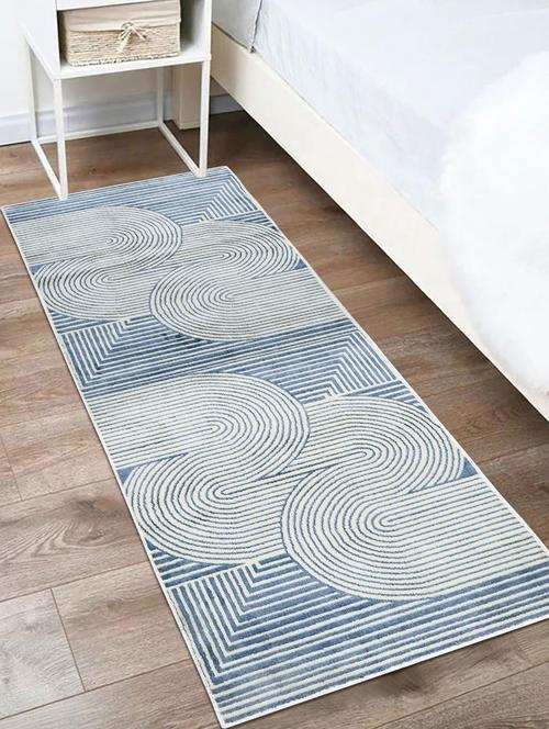 modefe 2x6 feet runner rug carpet off white & blue geometric printed primium persian carpets for bed - 21533093 - Very Small Image - 1