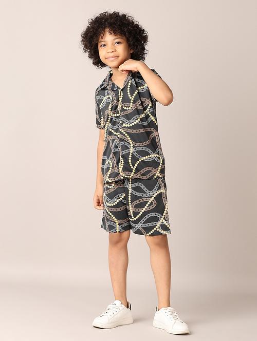 boys grey printed shorts set - 21533453 - Very Small Image - 1