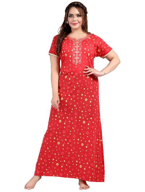 women printed short sleeves nighty - 21534800 - Very Small Image - 1