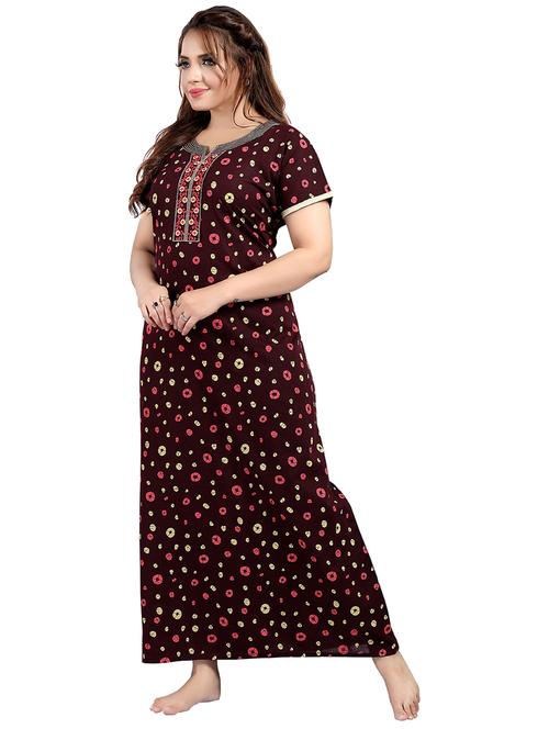 women printed short sleeves nighty - 21534803 - Very Small Image - 1