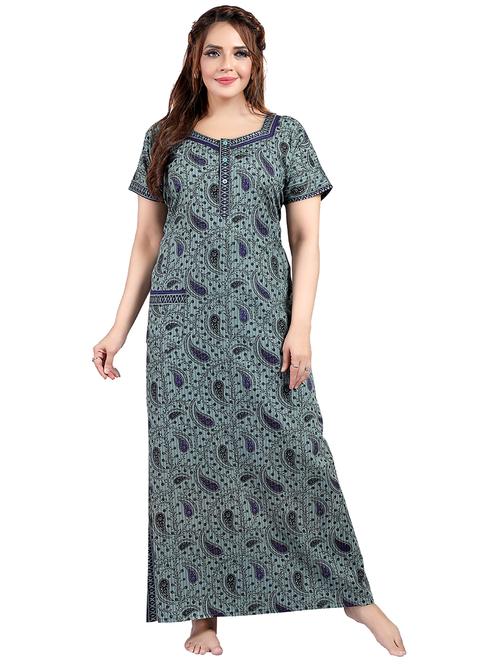 women printed short sleeves nighty - 21534807 - Very Small Image - 1