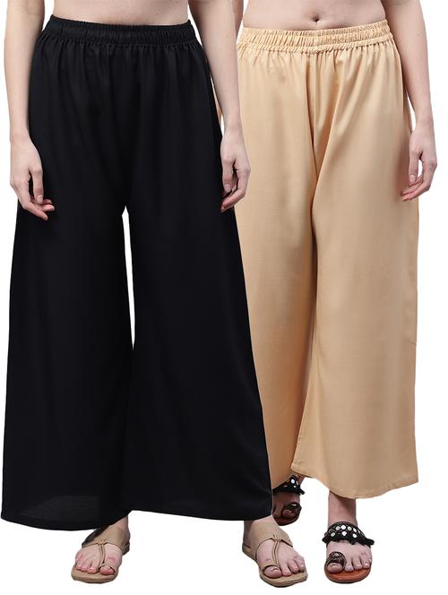 pack of 2 solid relaxed fit palazzo - 21535616 - Very Small Image - 1