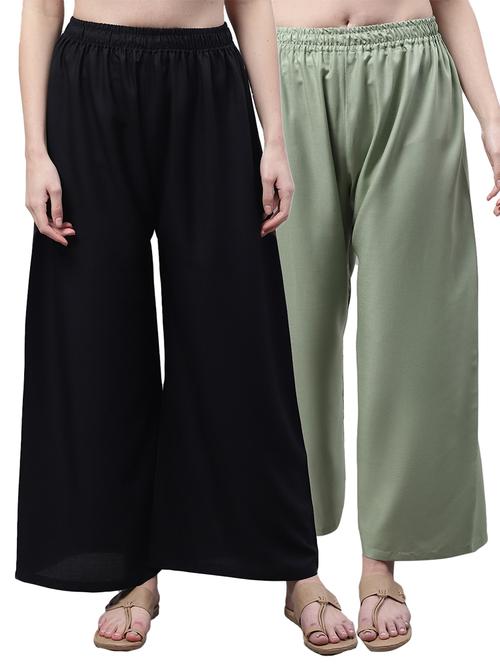 pack of 2 solid relaxed fit palazzo - 21535618 - Very Small Image - 1