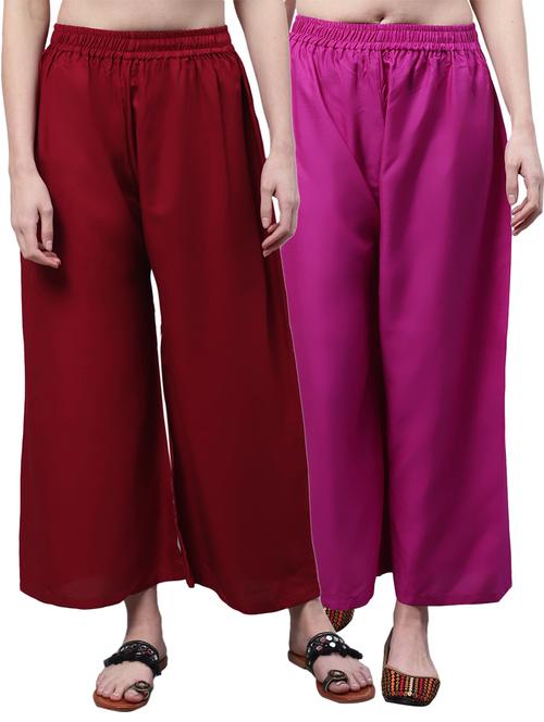 pack of 2 solid relaxed fit palazzo - 21535632 - Very Small Image - 1