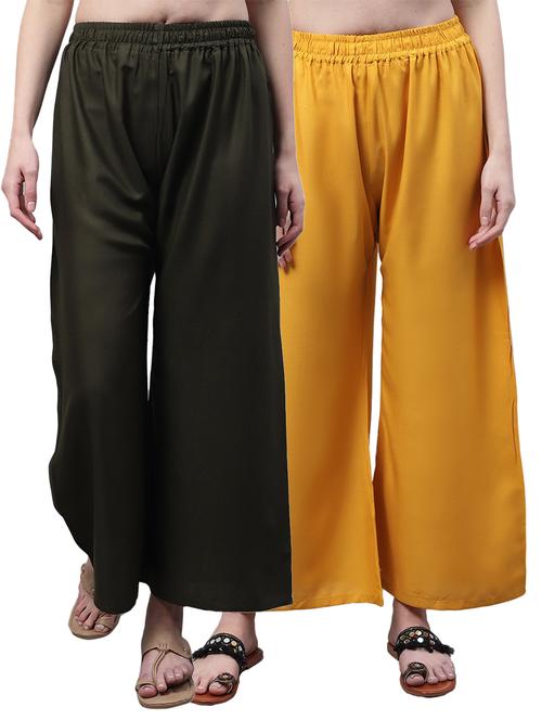 pack of 2 solid relaxed fit palazzo - 21535633 - Very Small Image - 1