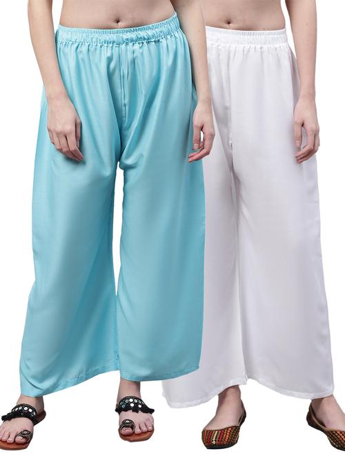 pack of 2 solid relaxed fit palazzo - 21535639 - Very Small Image - 1