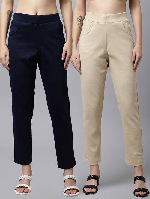 women pack of 2 solid woolen jeggings - 21535689 - Very Small Image - 1