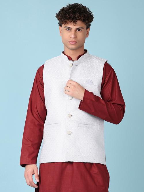 men self design mandarin neck nehru jacket - 21535716 - Very Small Image - 1