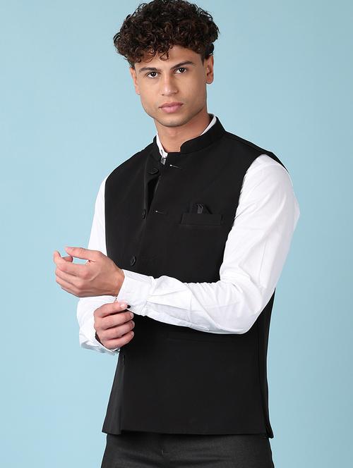 men self design mandarin neck nehru jacket - 21535717 - Very Small Image - 1
