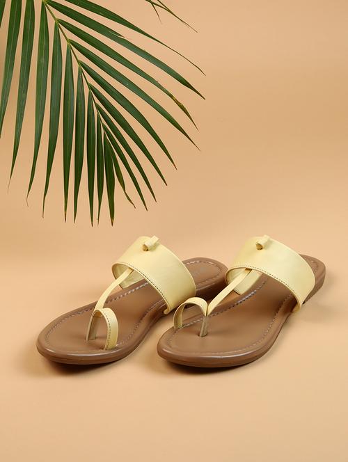 women yellow slip on kolhapuri - 21535783 - Very Small Image - 1