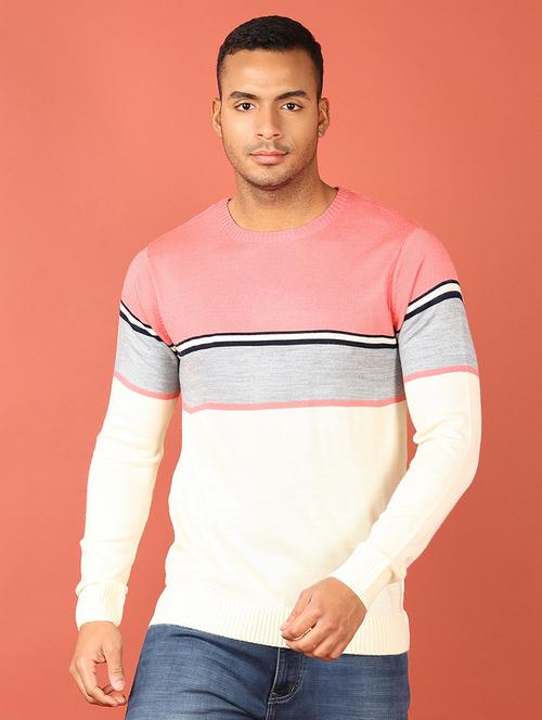 men long sleeves color block pullover - 21536315 - Very Small Image - 1