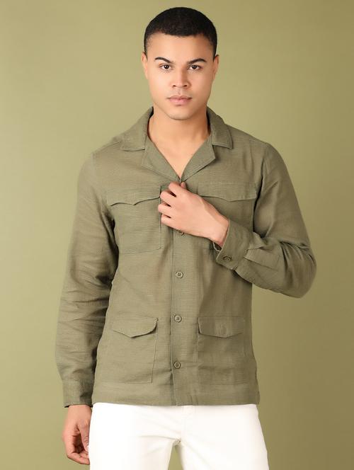 men solid long sleeve casual shirt - 21536321 - Very Small Image - 1