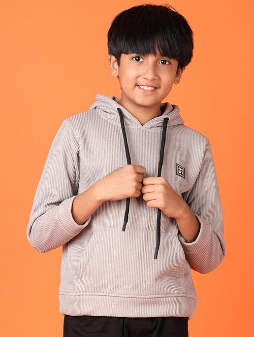 boys solid long sleeve hooded sweatshirt - 21536340 - Very Small Image - 1