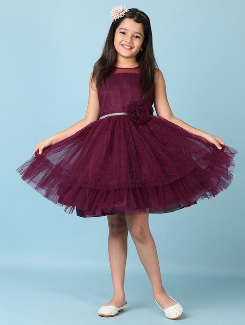 girls embellished net sleeveless frock - 21536342 - Very Small Image - 1