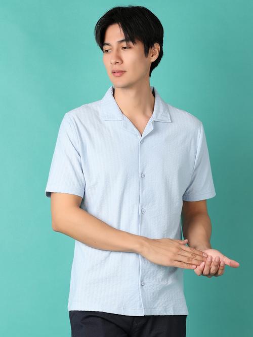 men regular fit textured short sleeve casual t-shirt - 21536590 - Very Small Image - 1