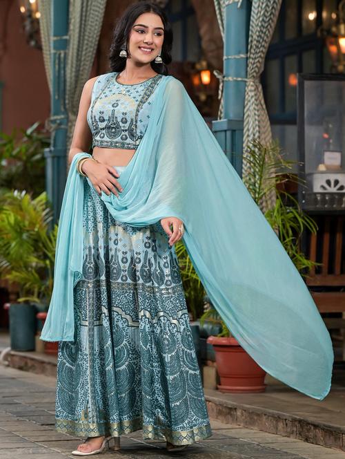 women printed flared lehenga choli with dupatta - 21536748 - Very Small Image - 1