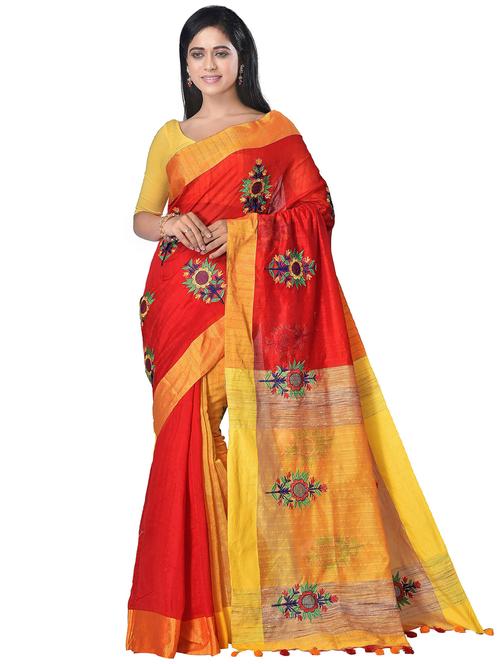 women solid with work embroidered saree - 21536863 - Very Small Image - 1