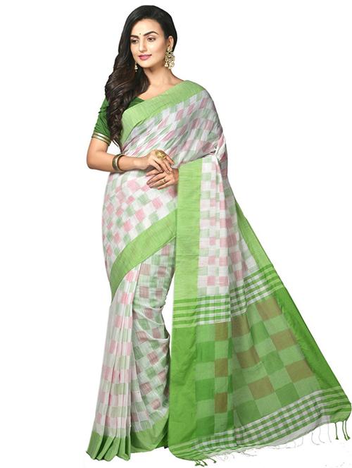 women checkered handloom saree - 21536937 - Very Small Image - 1