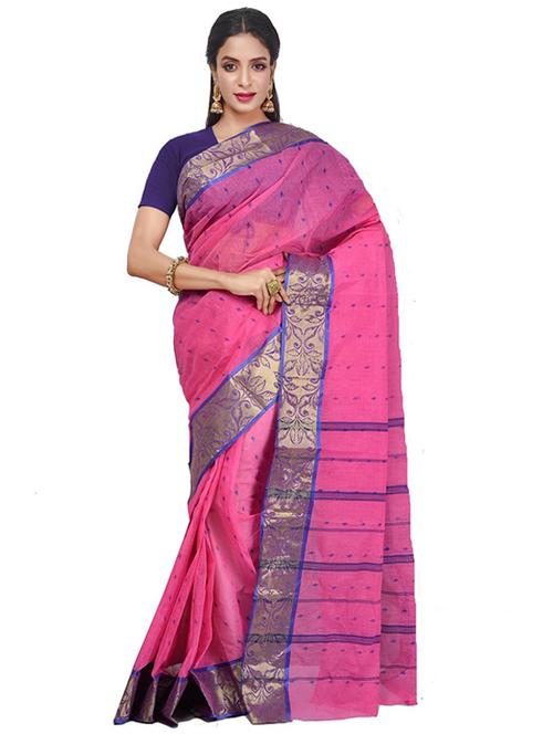 pink self design tant saree - 21536977 - Very Small Image - 1