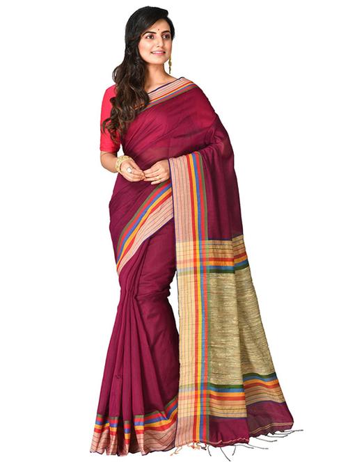 women solid handloom saree - 21537083 - Very Small Image - 1