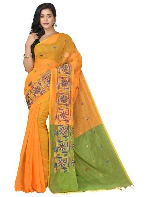 women solid with work  embroidered saree - 21537179 - Very Small Image - 1