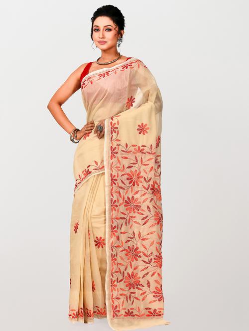 women sold with work chikankari saree - 21537341 - Very Small Image - 1