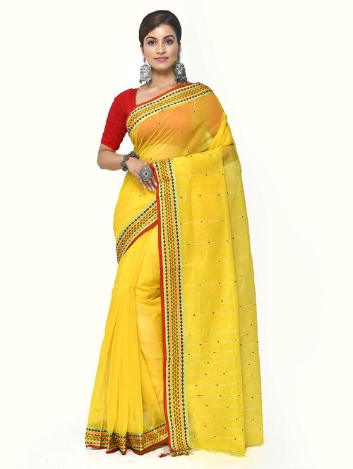 women yellow handloom saree - 21537361 - Very Small Image - 1