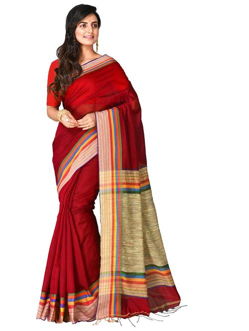 women solid handloom saree - 21537470 - Very Small Image - 1