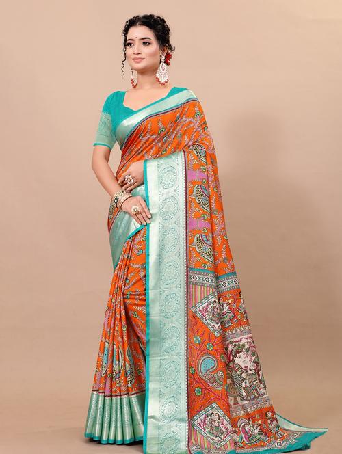 women printed mysore saree - 21537639 - Very Small Image - 1
