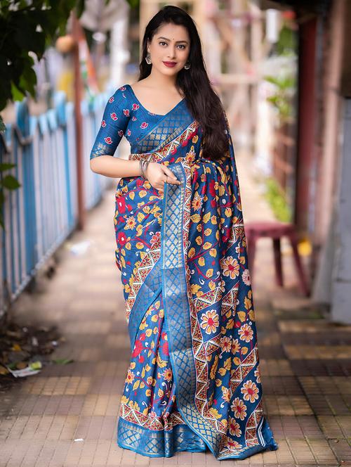 women floral printed saree - 21538829 - Very Small Image - 1
