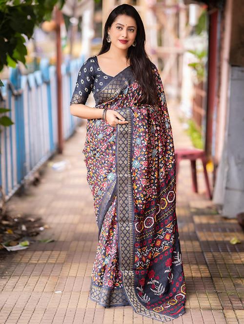 women floral printed saree - 21538830 - Very Small Image - 1