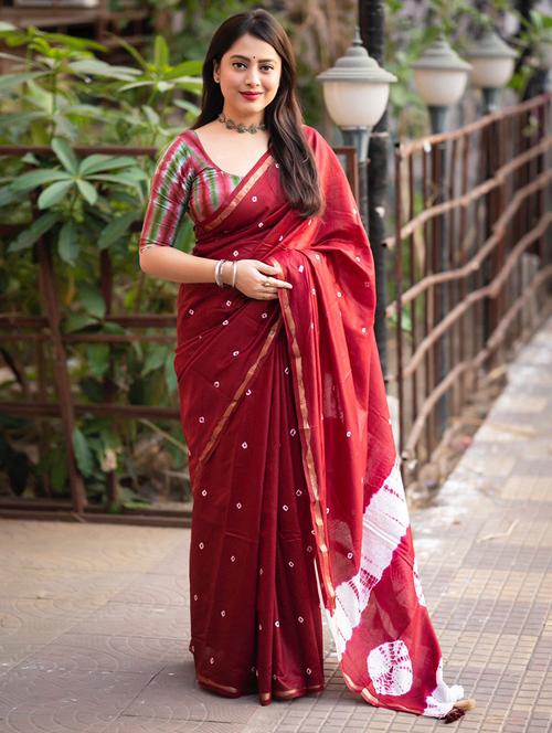 women tie & dye printed saree - 21538835 - Very Small Image - 1