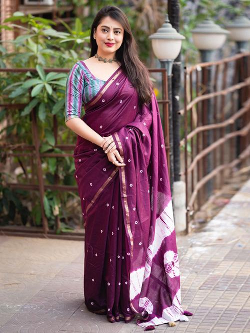 women tie & dye printed saree - 21538842 - Very Small Image - 1