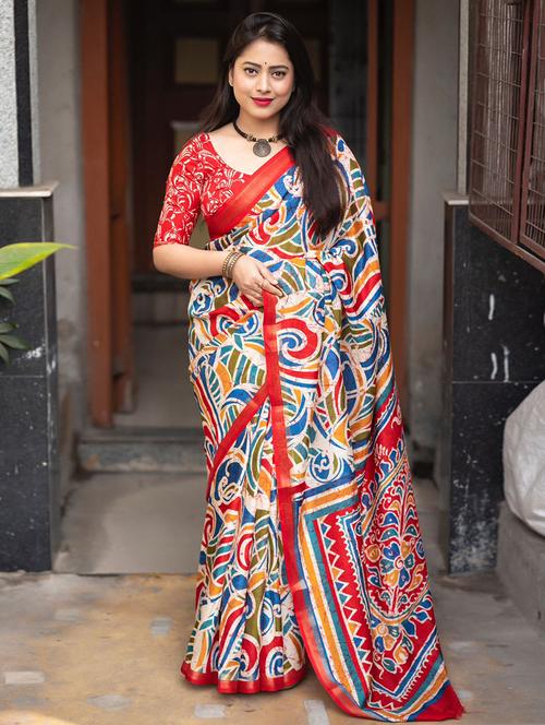 women printed saree - 21538847 - Very Small Image - 1